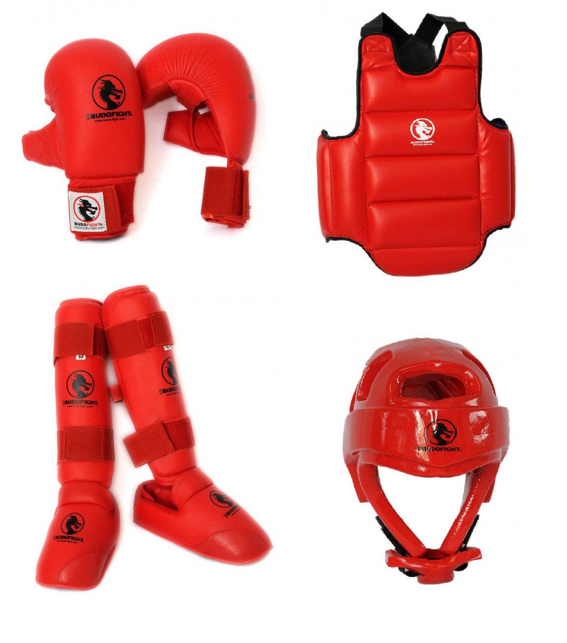 La Boutique Karate. La Boutique Accessoires. Pack de protection Karate de couleur rouge.