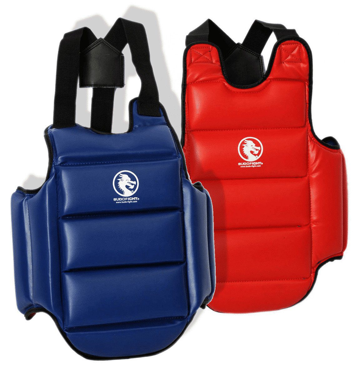 La Boutique Karate. Plastron Karate de couleur bleue ou rouge.